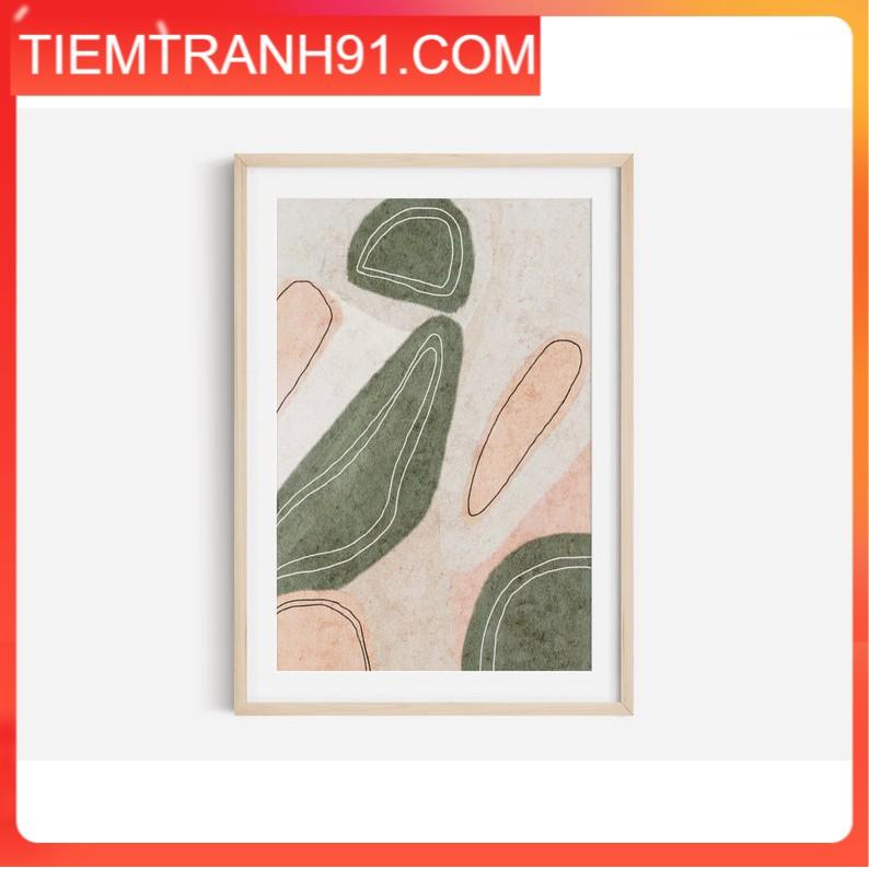 Tranh treo tường | Tranh nghệ thuật trừu tượng - Green And Pink Abstract Art, Modern Abstract Art, Living Room Wall Art
