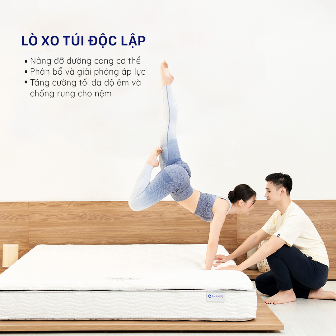 Nệm lò xo túi độc lập Amando Verona 23cm tại Vua Nệm - Cho giấc ngủ cân bằng, trọn vẹn và thư thái