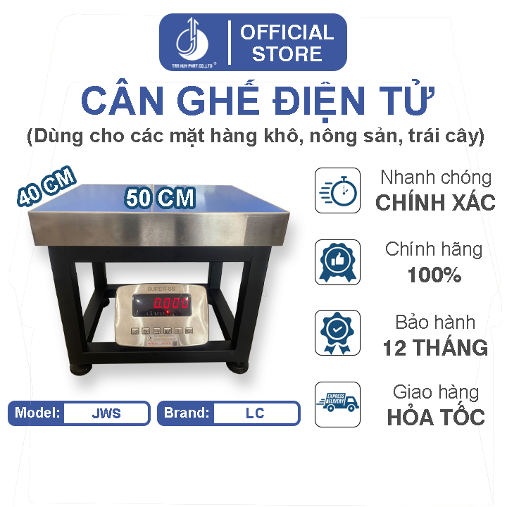 Cân Ghế Điện Tử JWS - Mặt Bàn Cân 400x500MM - Đầu Chỉ Thị Chống Nước