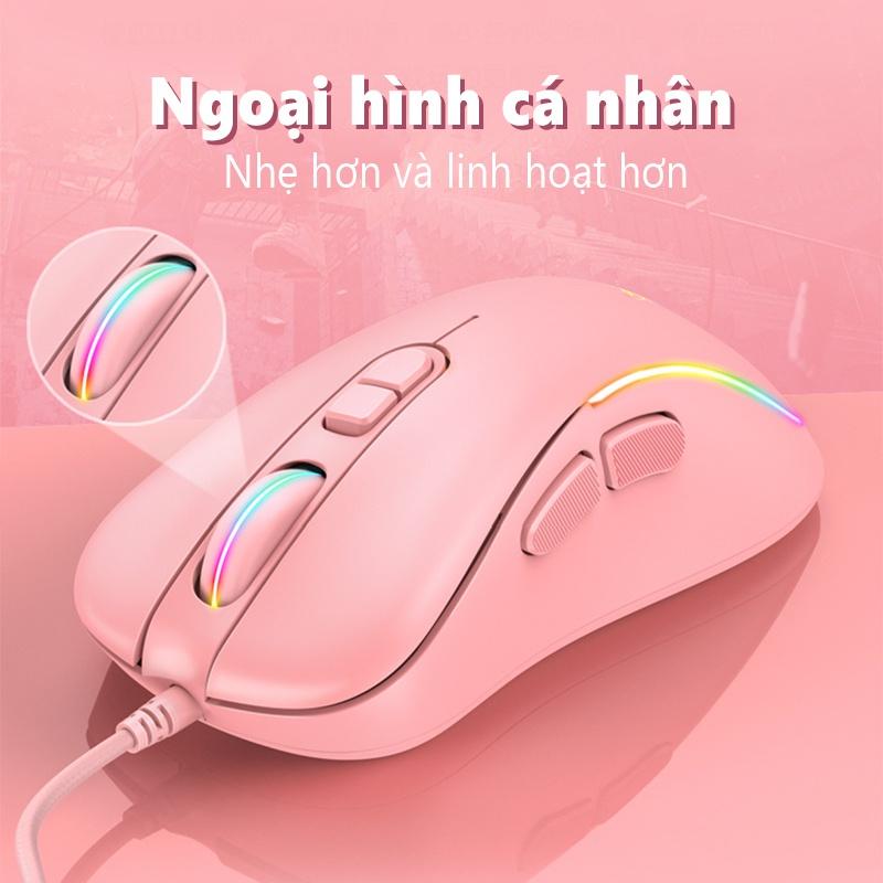 Chuột chơi game có dây ONIKUMA CW907 màu hồng với đèn RGB [Hàng chính hãng]