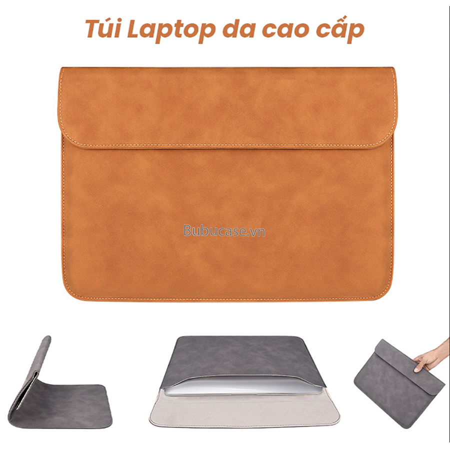 Túi Da Kháng Nước Cao Cấp Dành Cho Macbook / Laptop, Chống sốc, Thiết Kế Đơn Giản, Sang Trọng