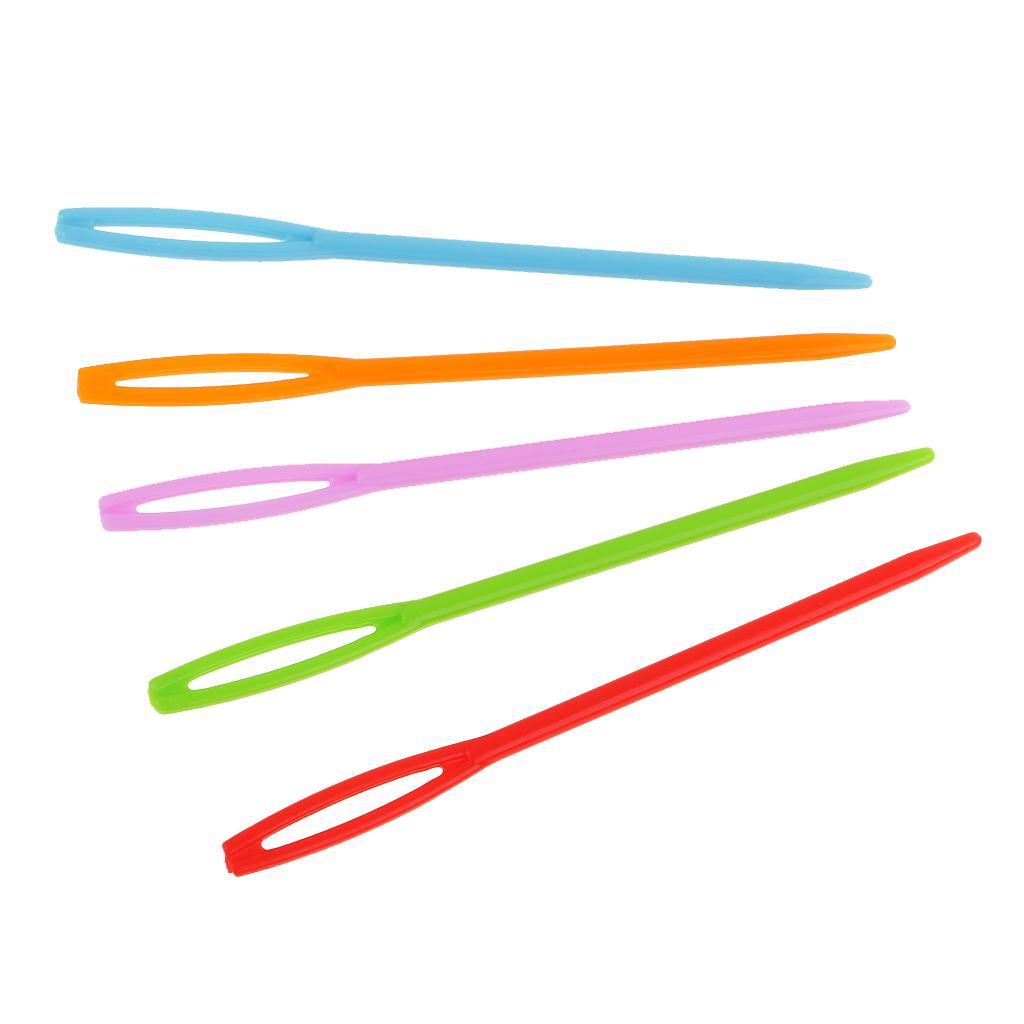 3x 100pcs 7cm Multicolor Plastic Sewing Threading Darning Needles Cross Stitch