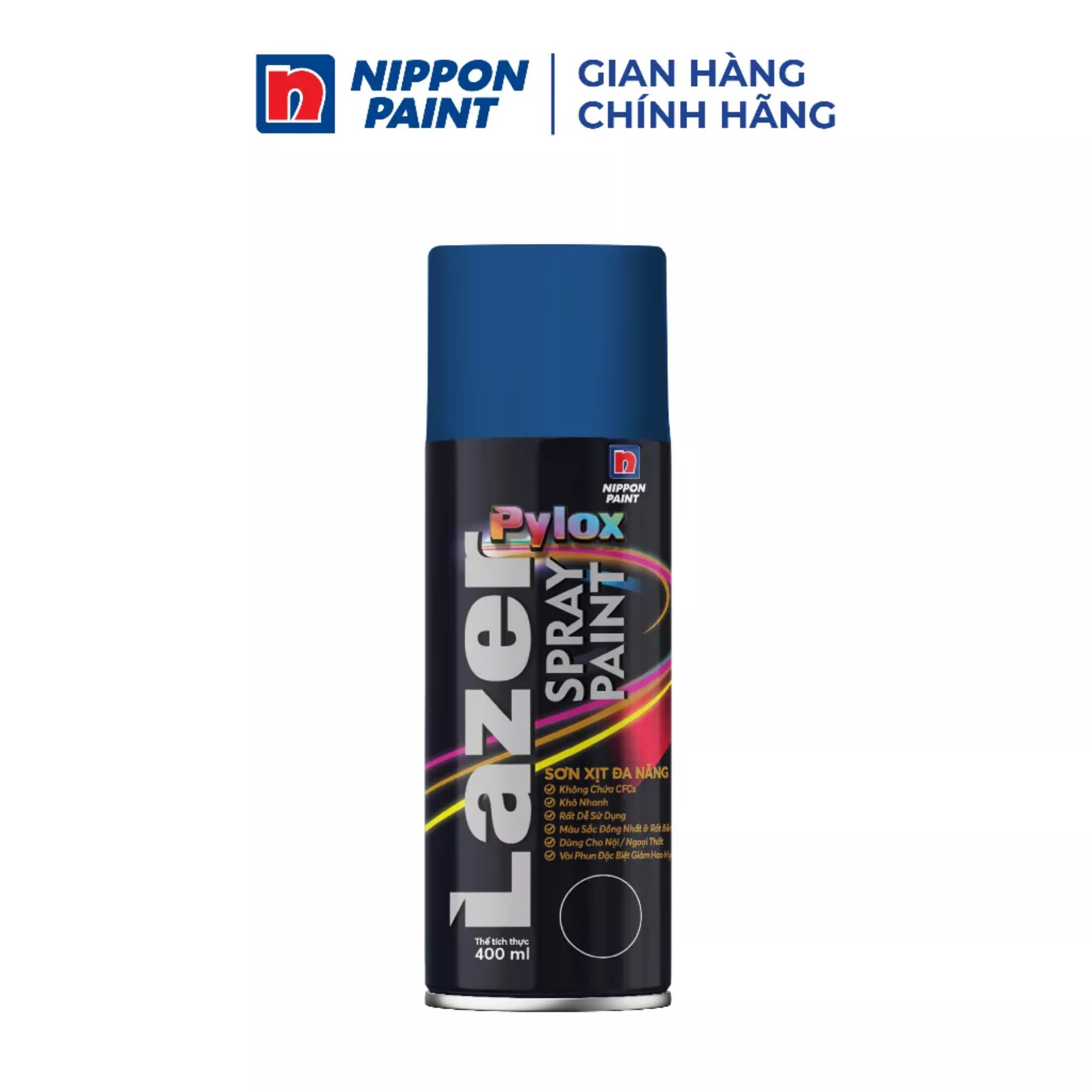 Sơn xịt Nippon Pylox Lazer màu Xanh dương đậm 400ML