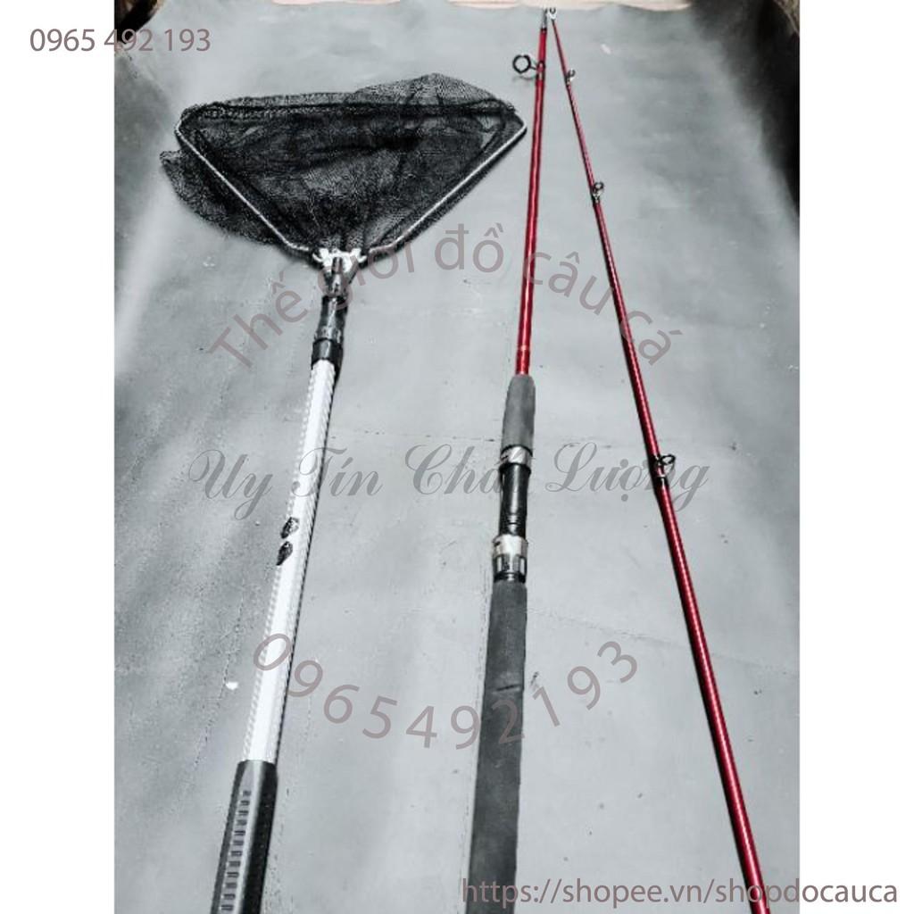 Combo cần 2 khúc shimano 2m7 và vợt vớt cá 1m7