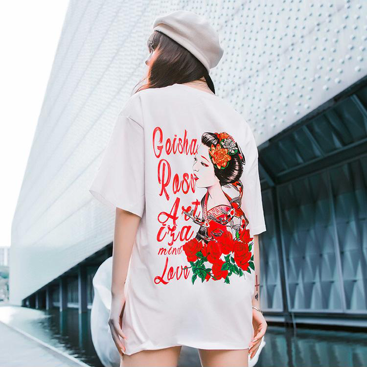 Áo thun in hình Geisha Nhật thời trang Unisex