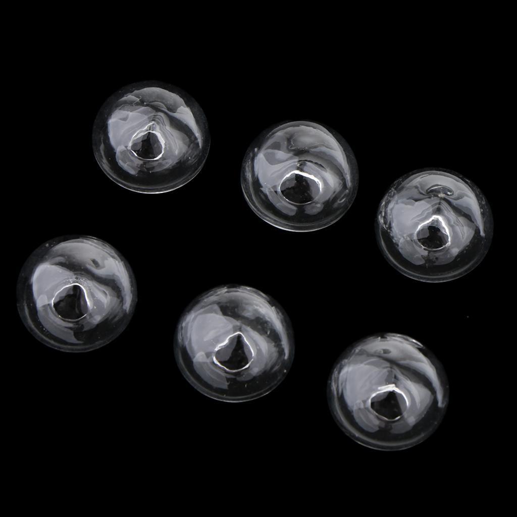 6 Pieces Pack Tiny 16mm Glass Ball Pendant Beads Half Round for Art Jewelry Craft DIY for Earring Dangle Charms Xmas Tree Decor