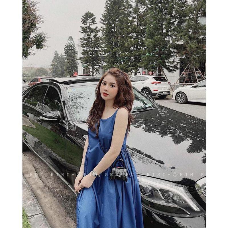 Váy đầm maxi 2 dây xanh hàng thiết kế chất cực đẹp