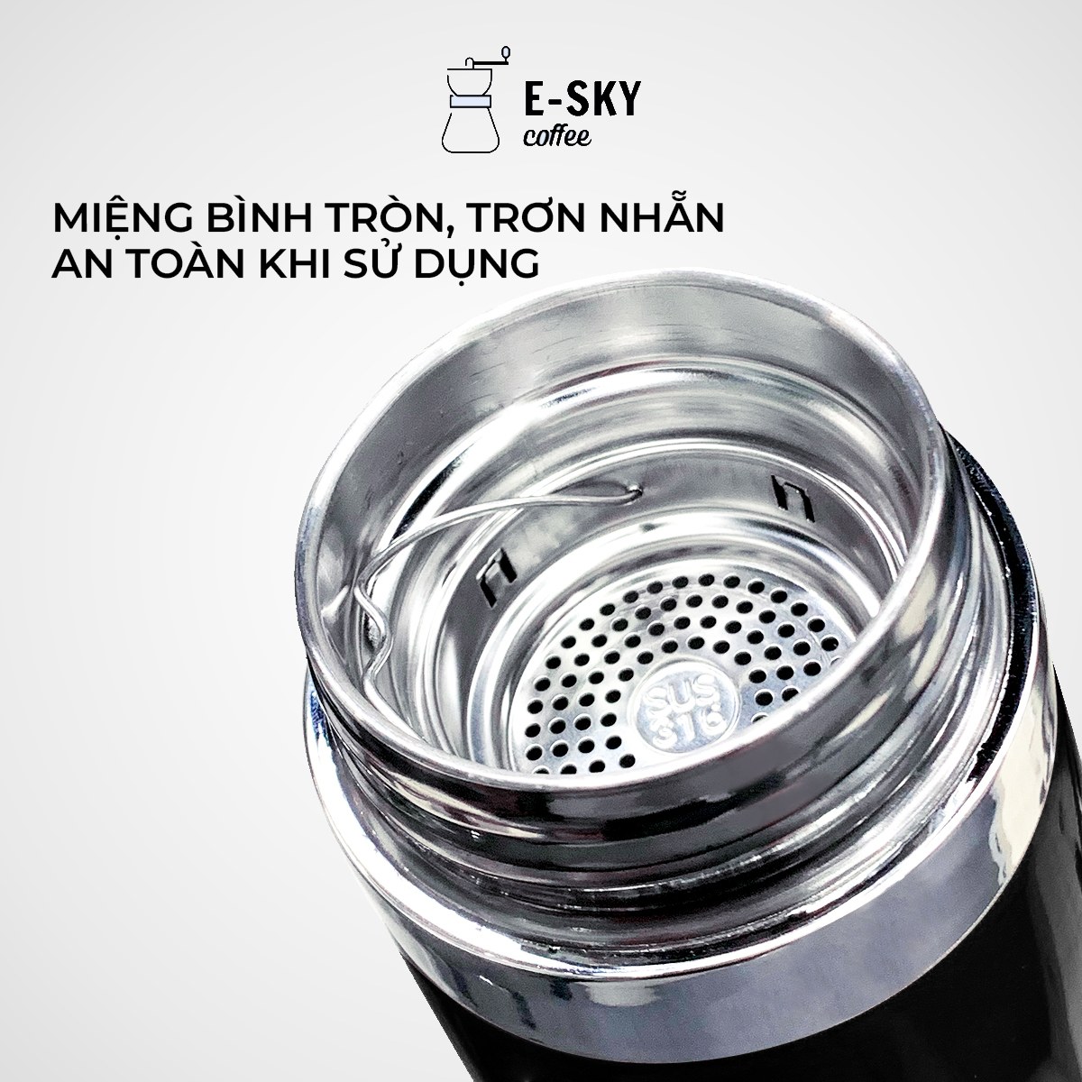 Hình ảnh Bình Giữ Nhiệt Inox Cao Cấp E-Sky Coffee Bền, Đẹp, Tiện Lợi, Giữ Nhiệt Tốt, Thể Tích 800ml