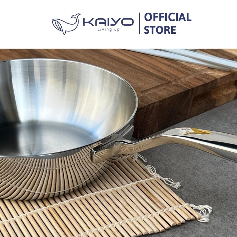 Chảo inox trơn sâu lòng thân đáy liền 3 lớp Tri-Ply Kaiyo, size 24cm