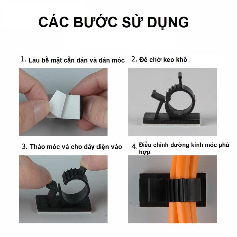 Bộ 10 chiếc Kẹp móc cố định thu gọn dây cáp máy tính điện thoại dây điện có thể điều chỉnh độ rộng