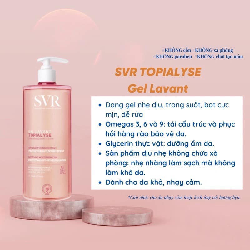 Sữa rửa mặt SVR Topialyse Gel Cho Da Khô Da Nhay Cảm Hồng Mẫu Mới