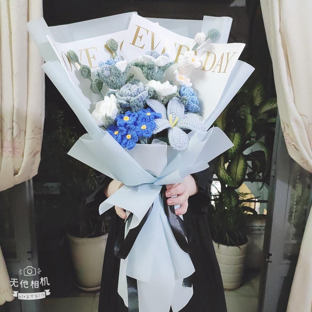 Bó hoa len size lớn thủ công handmade Quà tặng dịp sinh nhật, kỷ niệm, valentine...