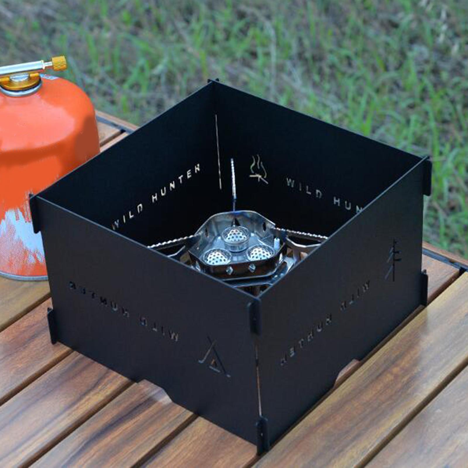 Camping Furnace Windscreen Gas Cassette Windshield with Carrying Bag Rack Multifunctional Cooker Wind Screen for BBQ Backpacking