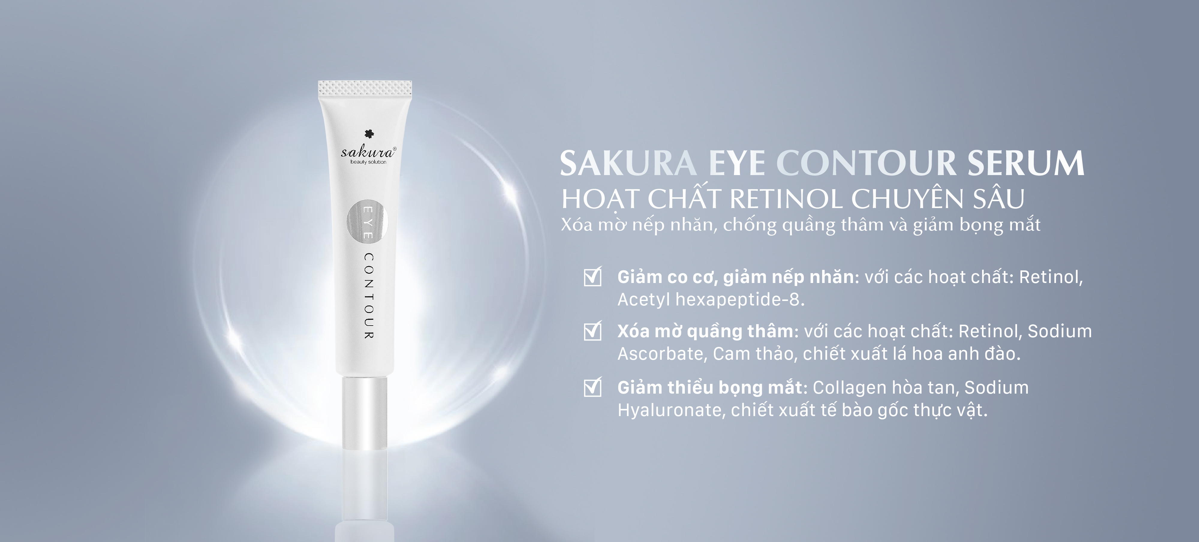 Serum giảm nhăn, mờ quầng thâm, giảm bọng mắt Sakura Eye Contour Serum