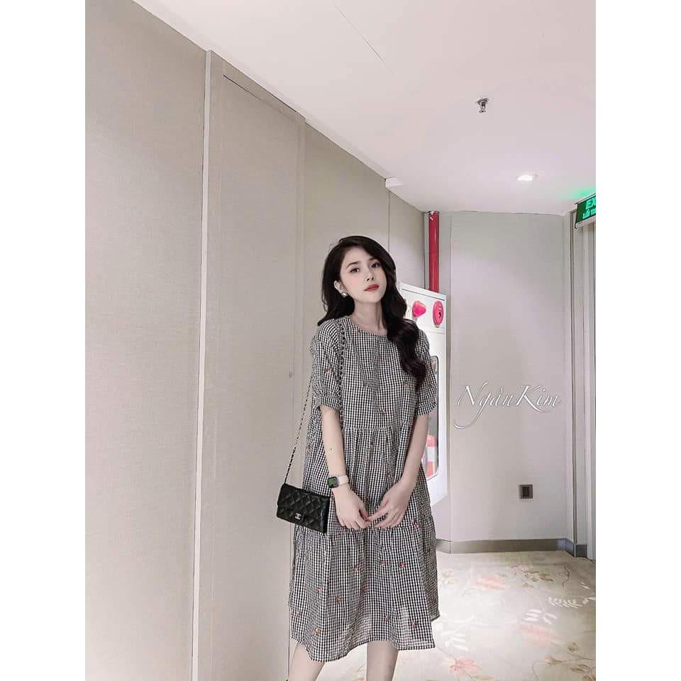 Váy bầu kẻ cao cấpthiết kế sang chảnh mặc đi làm đi chơi đều được