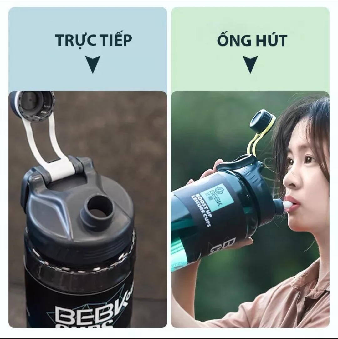 [MẪU MỚI] Bình nước 1700ml, Bình nước thể thao, bình nước tập gym có ống hút đàn hồi, bình đựng nước