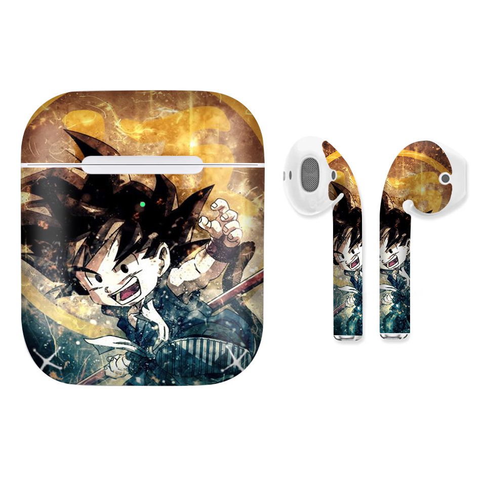 Miếng dán skin chống bẩn cho tai nghe AirPods in hình Songoku Dragon Ball - 7vnr005 (bản không dây 1 và 2)