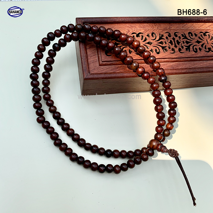Chuỗi vòng đeo tay 108 hạt 6mm gỗ trắc tự nhiên (BH688-6) thiết kế giản dị - đơn giản - Bracelet of HAHANCO