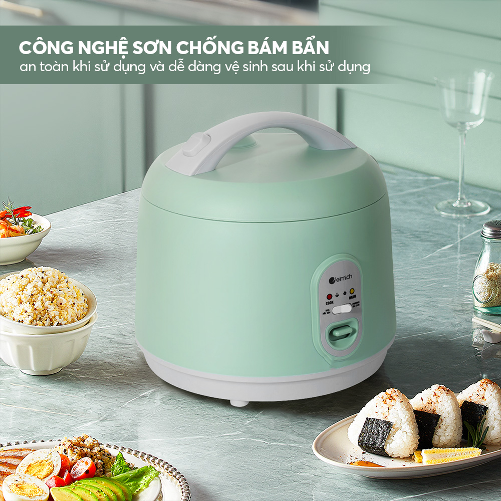 Nồi Cơm Điện Elmich RCE9132 1.8L 700W, Hàng Chính Hãng, 2 Chức Năng Nấu, Phím Nhấn Cơ - JoyMall