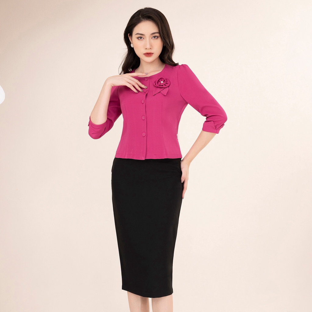 Chân Váy Bút Chì Công Cúc UK Fashion Thiết Kế Dáng Dài Sang Trọng, Chất Liệu Vải Co Giãn Và Mềm Mịn NKCV2209002