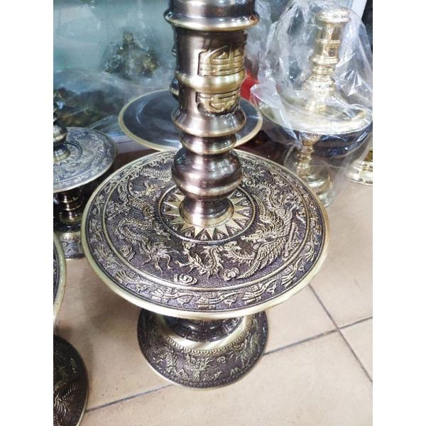 Bộ Đỉnh Thờ Lư Thờ Đồng Ngũ Sự Song Long Chầu Nguyệt cao 50cm chất liệu đồng nguyên chất