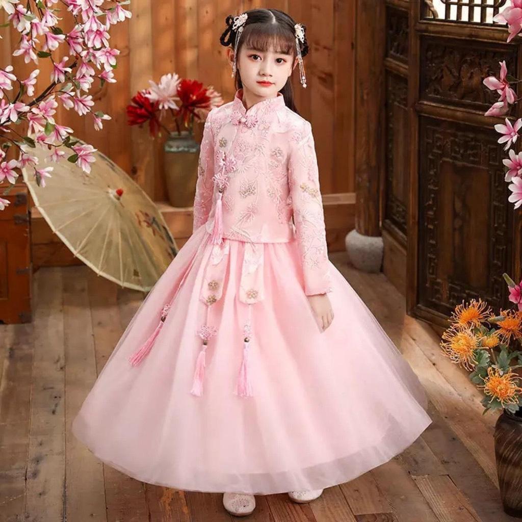 Đầm hán phục cho bé gái 8-40kg, váy công chúa trung hoa