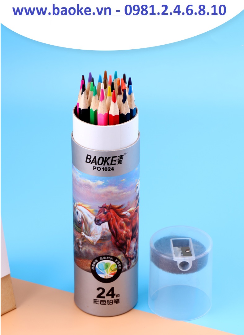Bút chì 24 màu kèm gọt chì Baoke - PO1024