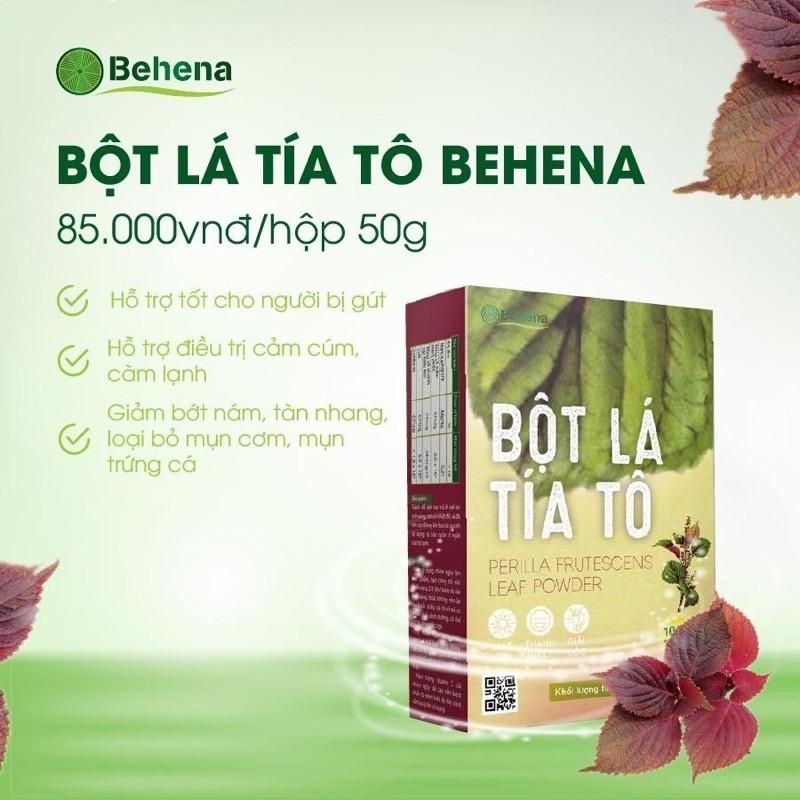 Bột tía tô Behena nguyên chất 100%, hỗ trợ kháng viêm, cảm cúm, ngăn ngừa bệnh Gout (Hộp 50gram)