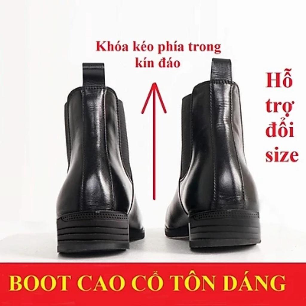 Giày Da Nam Chelsea Boot Cổ Cao Da PU Lịch Lãm, Sang Trọng Và Tăng Chiều Cao QB901