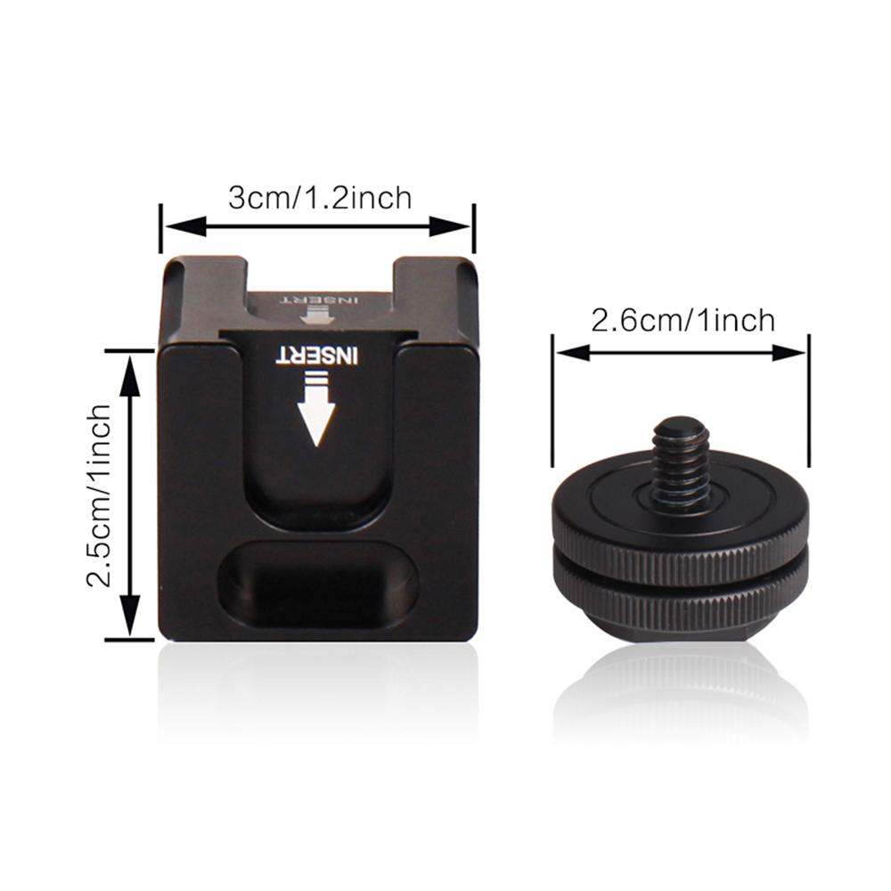 Universal Aluminium Alloy Cold Shoe Camera Mount Adapter with 4 Cold Shoe Mount 1/4 Inch Screw Mount for Microphone LED