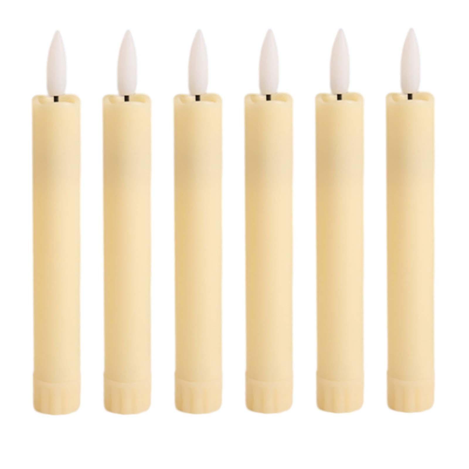 6x LED Pillar Candles Decorative Candles Electric Candles Decoration 3D Wick Candles Flicker Taper Candles for Birthday Hotel Party Festival