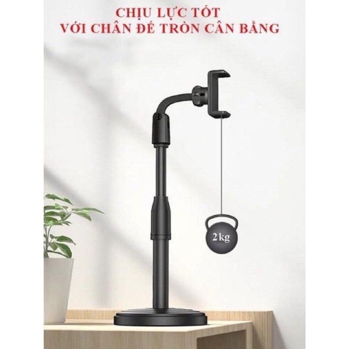 Giá đỡ diện thoại xoay 360 độ để bàn kẹp điện thoại livestream xem video học online.