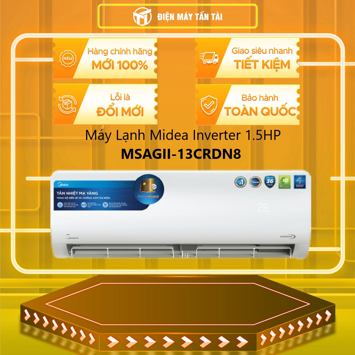 Điều Hòa Midea 12000Btu 1 Chiều Inverter MSAGII-13CRDN8 Mới 2023 - Hàng chính hãng