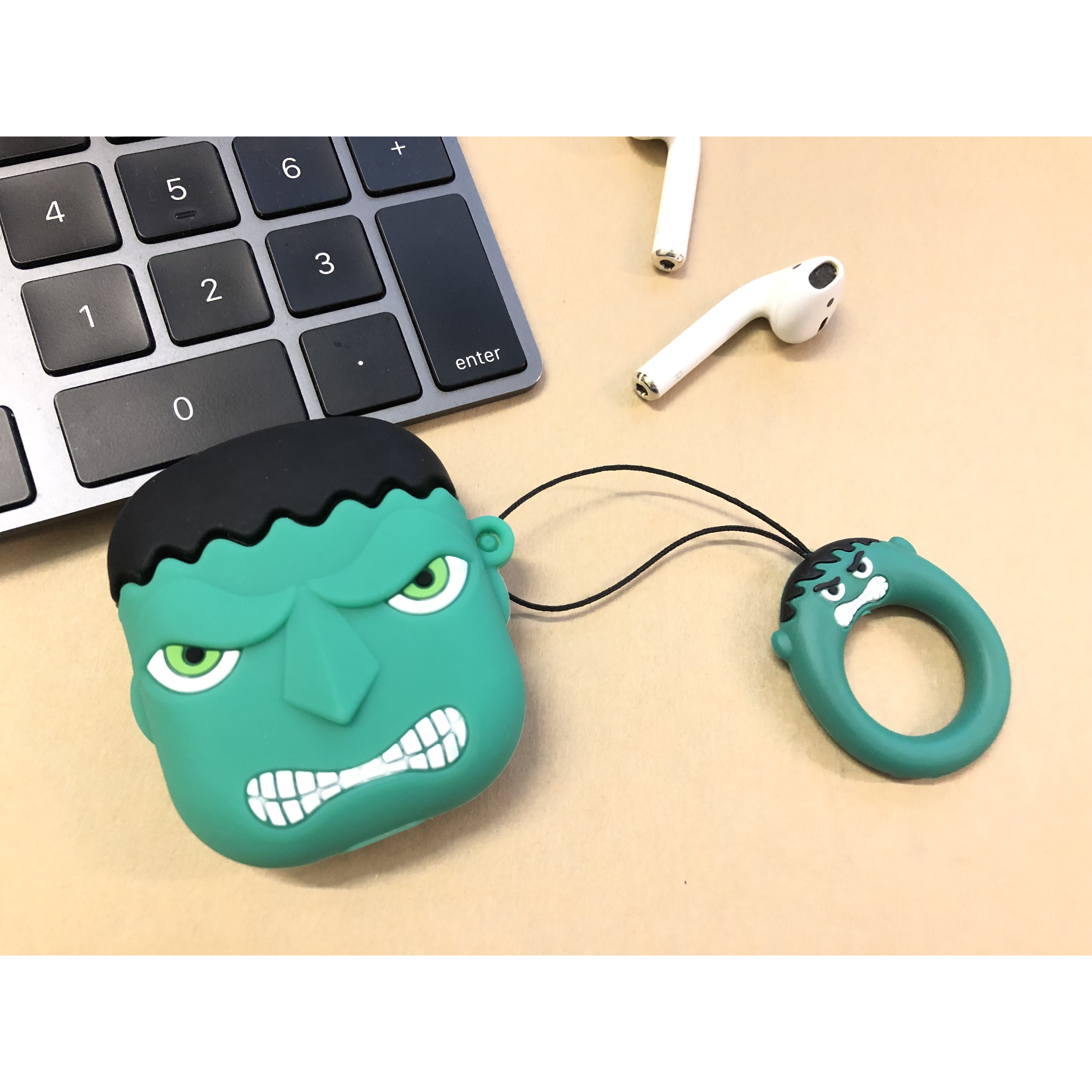 AIRPODS CASE BAO CASE SILICON VỎ ỐP SILICON BẢO VỆ CHO TAI NGHE AIRPODS 1, AIRPODS 2 AVENGERS HÌNH NGƯỜI KHỔNG LỒ XANH HULK