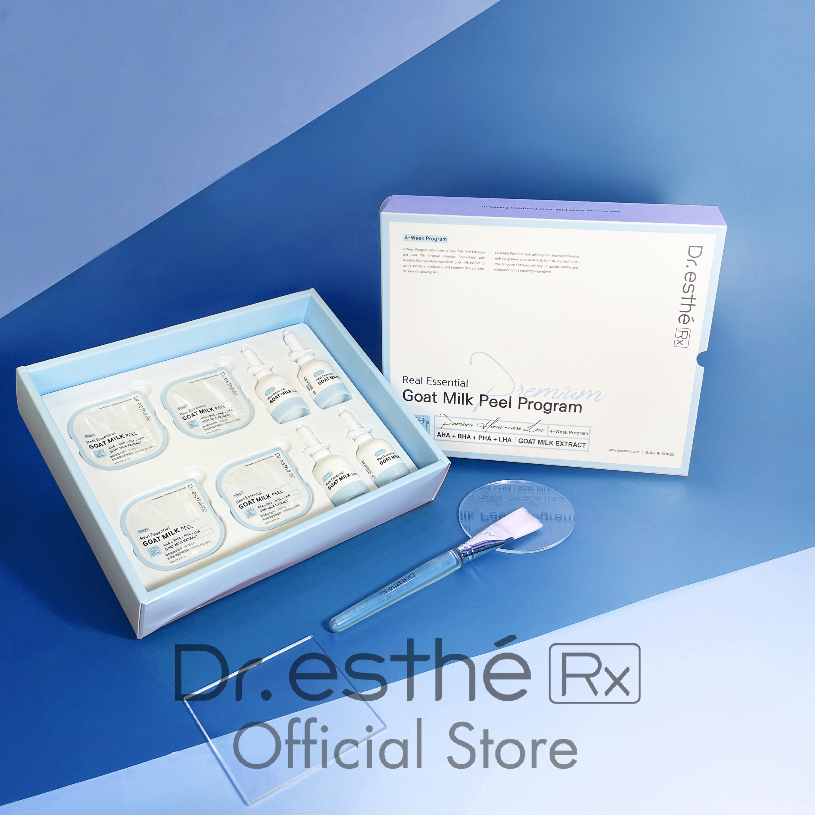 Bộ Peel da sinh học nhẹ nhàng Dr.esthéRx Real Essential Goat Milk Peel Program Premium 4 tuần