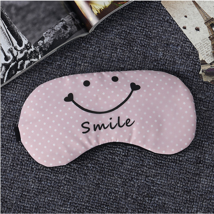 Bịt Mắt Ngủ Miếng Che Mắt Ngủ In Chữ Smile Có Túi Gel