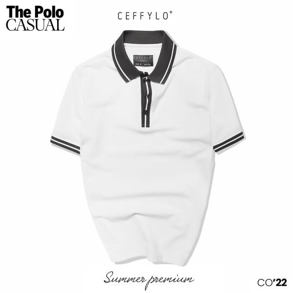 Áo Polo Nam Phối Nẹp CF Chất Liệu Cotton Co Giãn Nhẹ