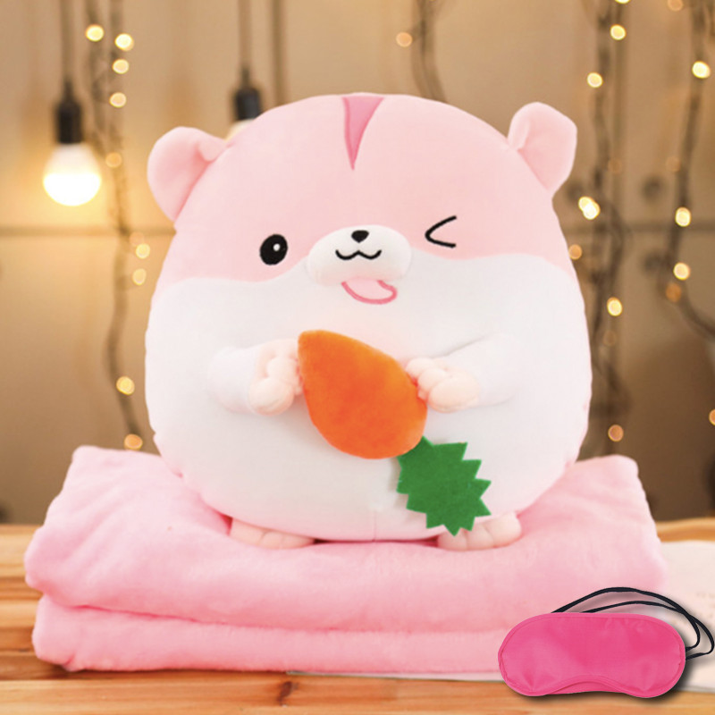 Gối mền HAMSTER TRÒN 3 trong 1, gấu bông kèm chăn gối ngủ trưa văn phòng, du lịch, cho bé (Tặng Bịt mắt ngủ màu ngẫu nhiên)