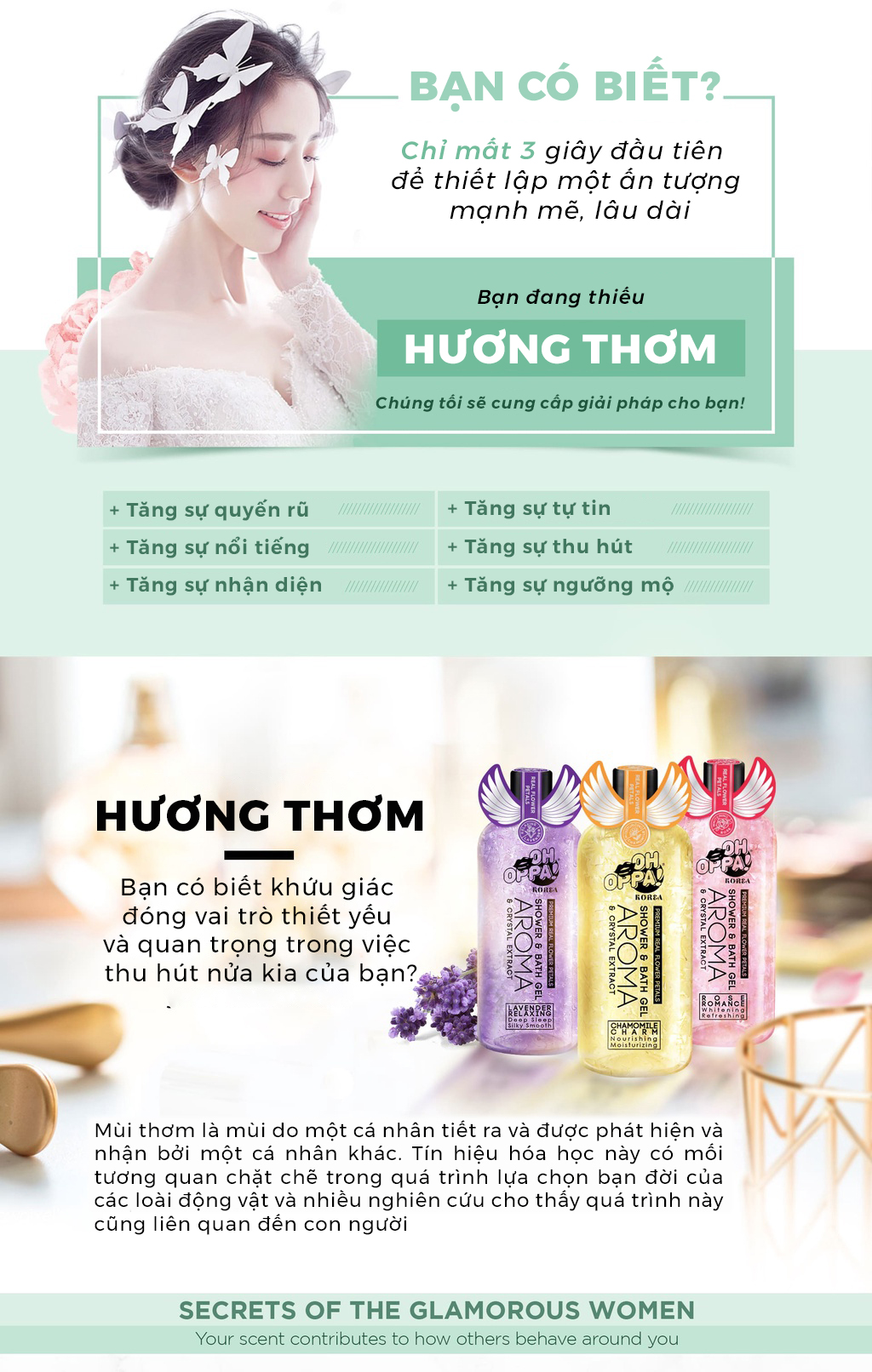 [QUÀ TẶNG MẸ] Combo 3 chai sữa tắm cao cấp chiết xuất Hoa Hồng, Cúc La Mã, Oải Hương giúp cấp ẩm, mùi hương dịu nhẹ, quyến rũ, thư giãn OH OPPA (300ml)