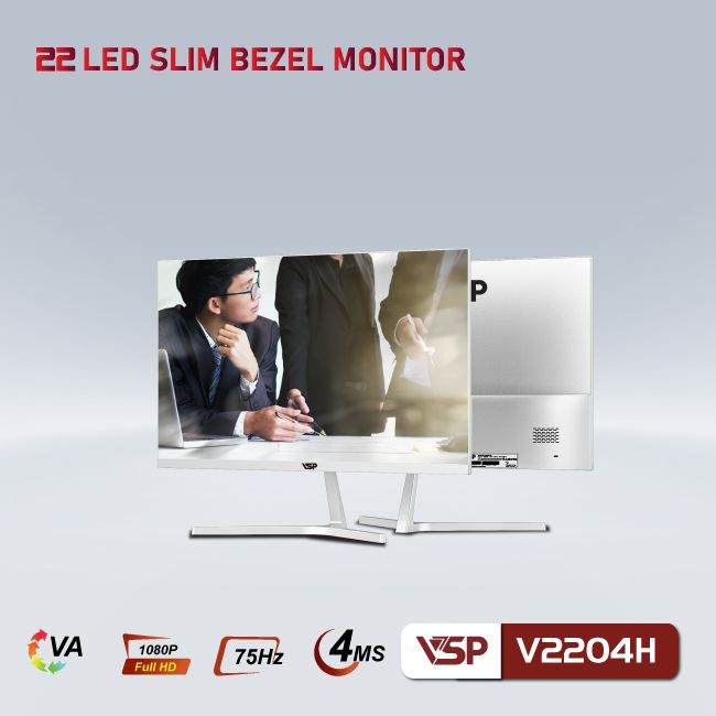 Màn hình máy tính 22inch VSP V2204H [TRẮNG] (21.5&quot; VA FHD 75Hz, HDMI+VGA) - Hàng chính hãng VSP phân phối