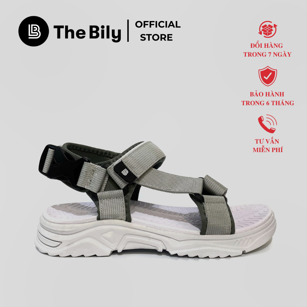 Giày Sandal Nam The Bily Quai Chéo - Đế Trắng Lót Trắng Màu Xám BLDTMT01