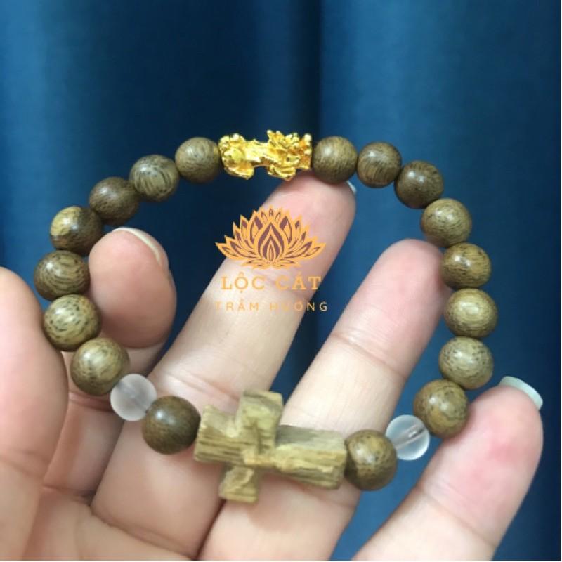Vòng tay trầm hương tốc việt thơm lừng mix charm trầm hương Hồ lô/ thánh giá/ hoa mai