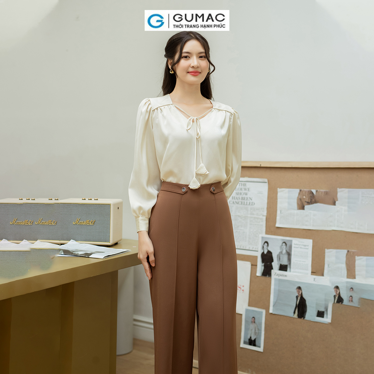 Quần tây công sở dáng suông chiết ly GUMAC QD08021