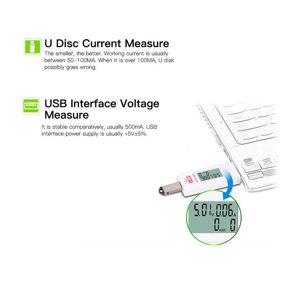 Ampe Kế Uni-T Ut658 USB Màn Hình LCD Kỹ Thuật Số Đo Công Suất Điện