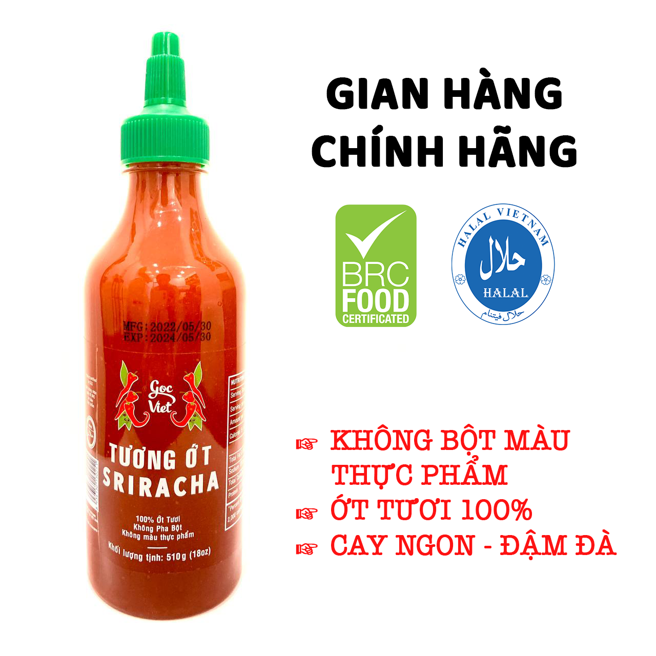 Tương ớt siracha 510 g và ớt bằm Gốc Việt 250 g