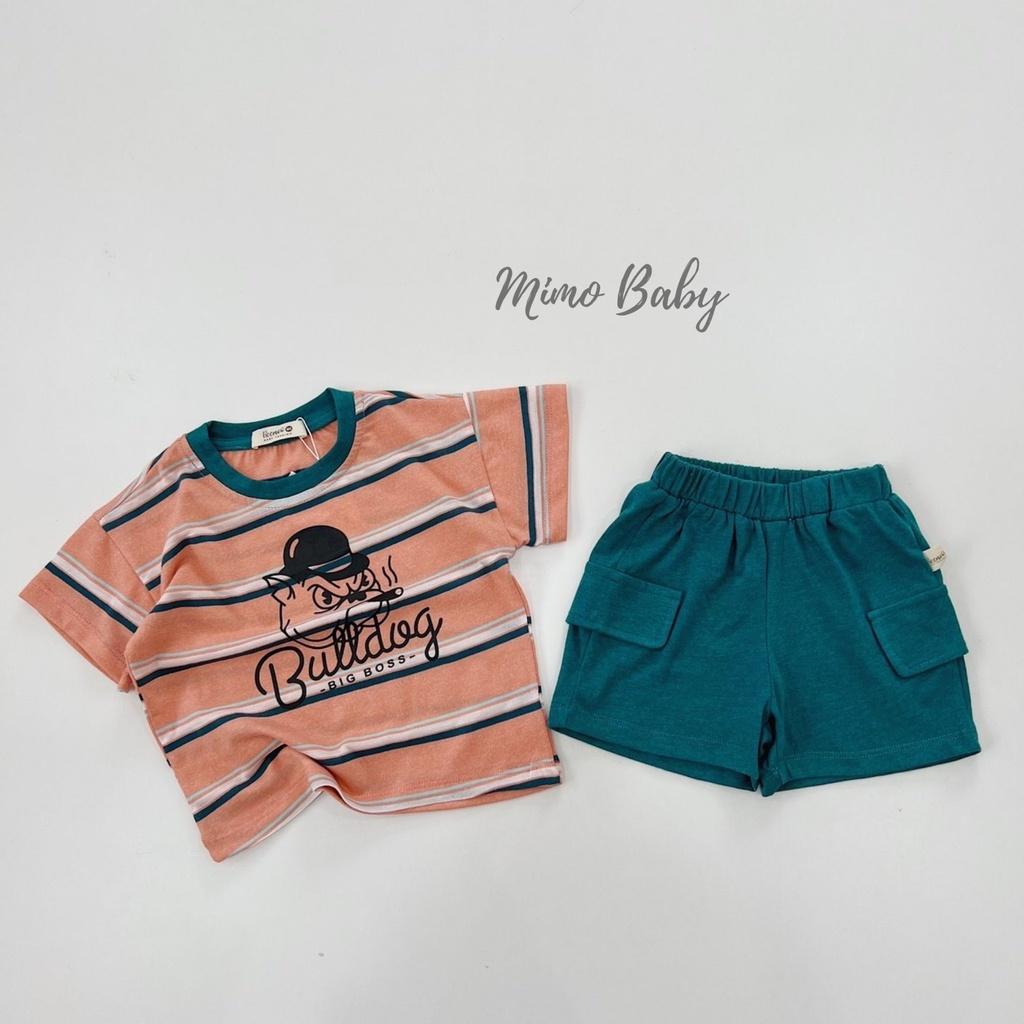 Bộ cộc tay trẻ em in hình cún quần nắp túi Mimo baby QA18