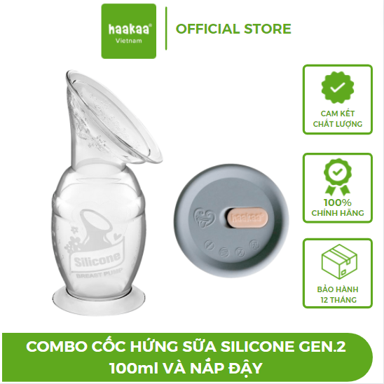 Cốc hứng sữa silicone Gen.2 100/150ml kèm Nắp đậy Haakaa
