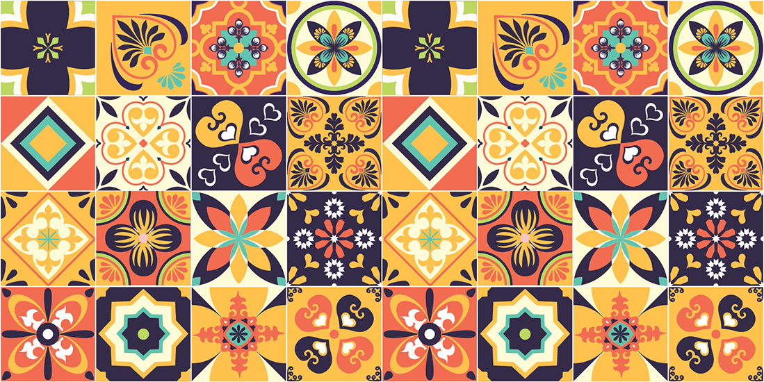 Set 48 ô decal gạch bông  - Ms : KT37
