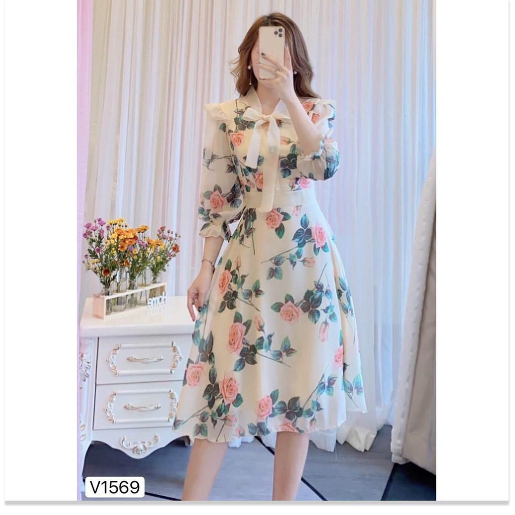 ĐẦM HOA NƠ PHỐI VOAN,THIẾT KẾ HỌA TIẾT HOA VÔ CÙNG SANG TRỌNG,ĐẶC BIỆT LÀ CHẤT LIỆU VÃI THOÁNG MÁT THỜI TRANG KME.STORE