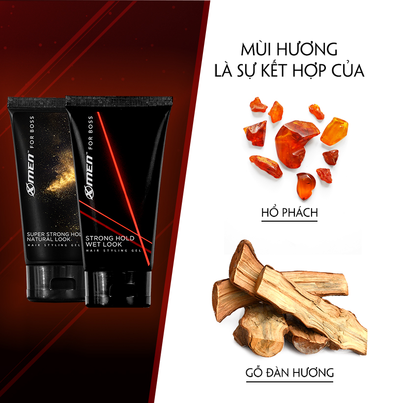 Combo 2 Keo vuốt tóc X-Men For Boss Gel Strong Hold Wet Look 150g + Super Strong Hold Natural Look 150g